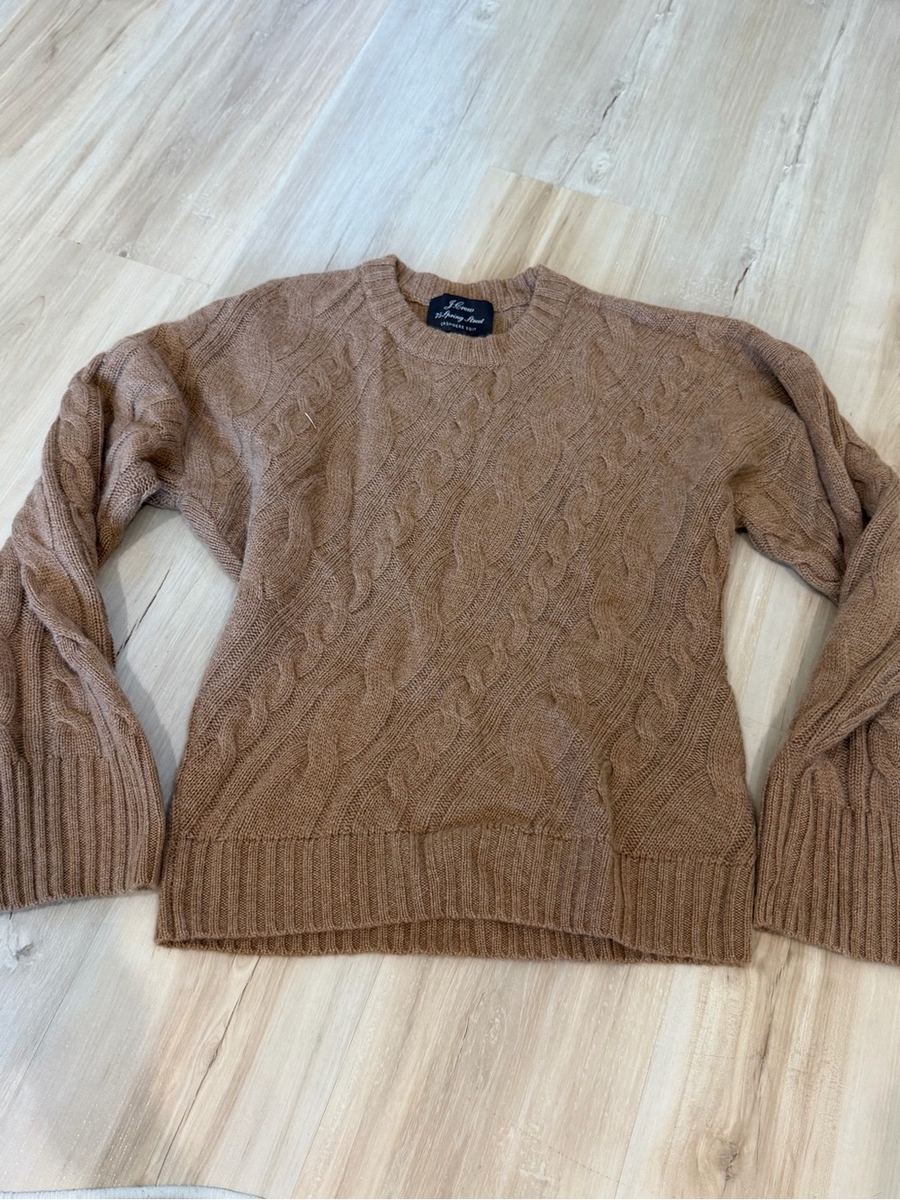 J. Crew Cable Knit Crewneck Sweater in Brown